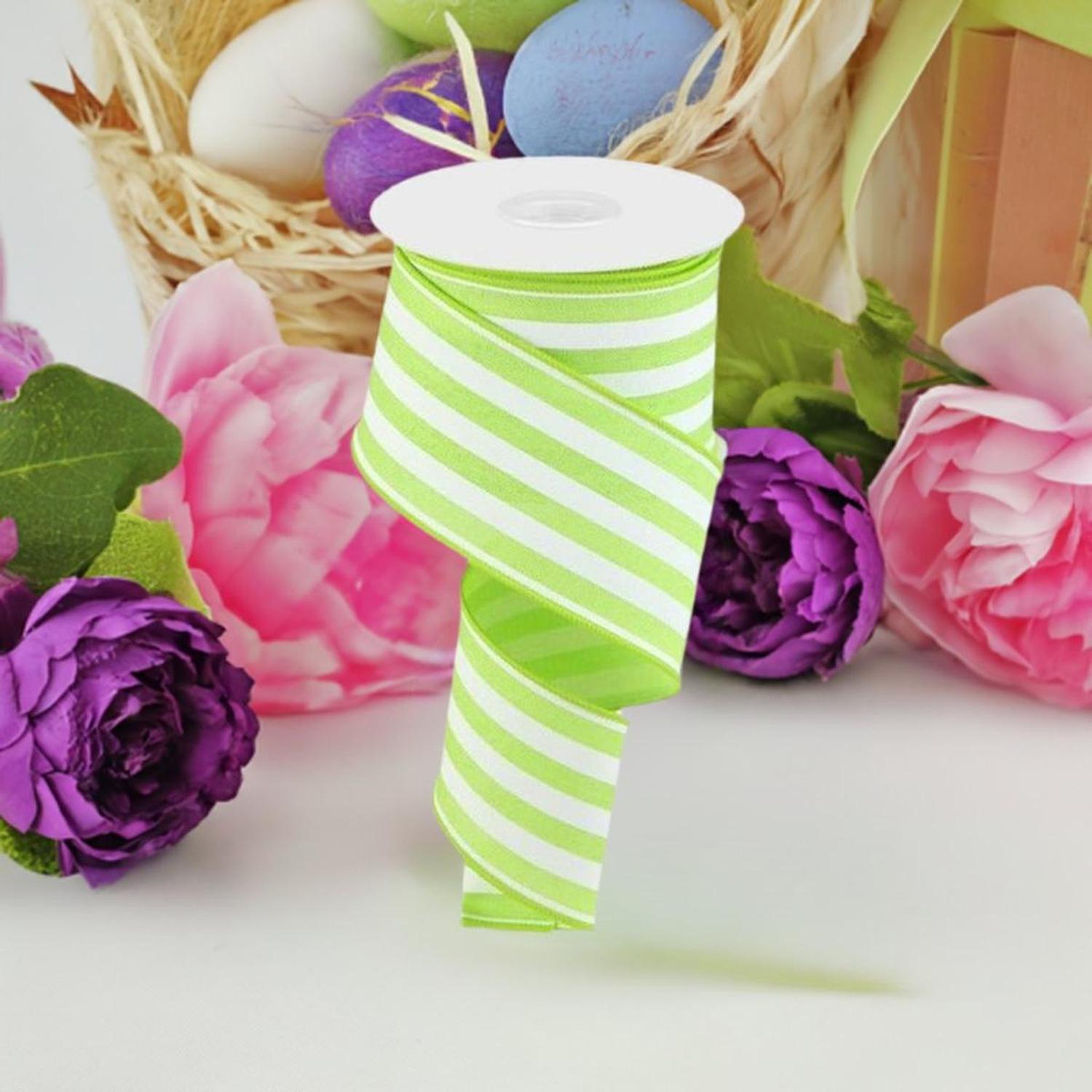 2.5" Vertical Stripe Ribbon: Bright Green (10 Yards)