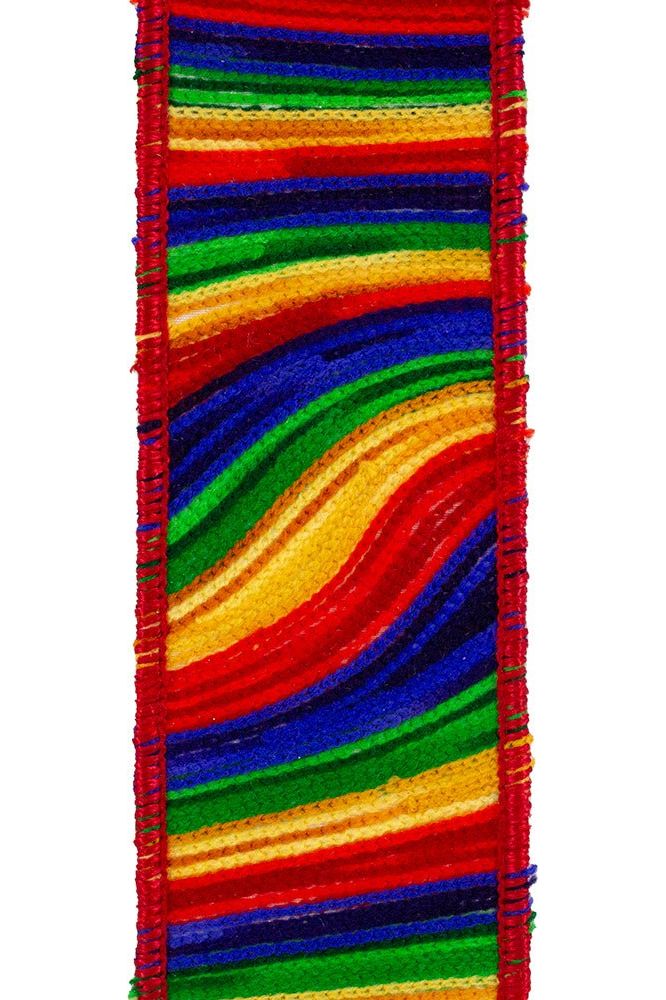 Shop For 2.5" Waves Embroidery Dupioni Backed Ribbon: Rainbow (5 Yards) 94312W-001-40D
