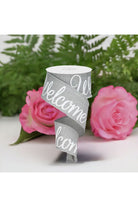 2.5" Welcome Royal Ribbon: Light Grey (10 Yards) - Michelle's aDOORable Creations - Wired Edge Ribbon