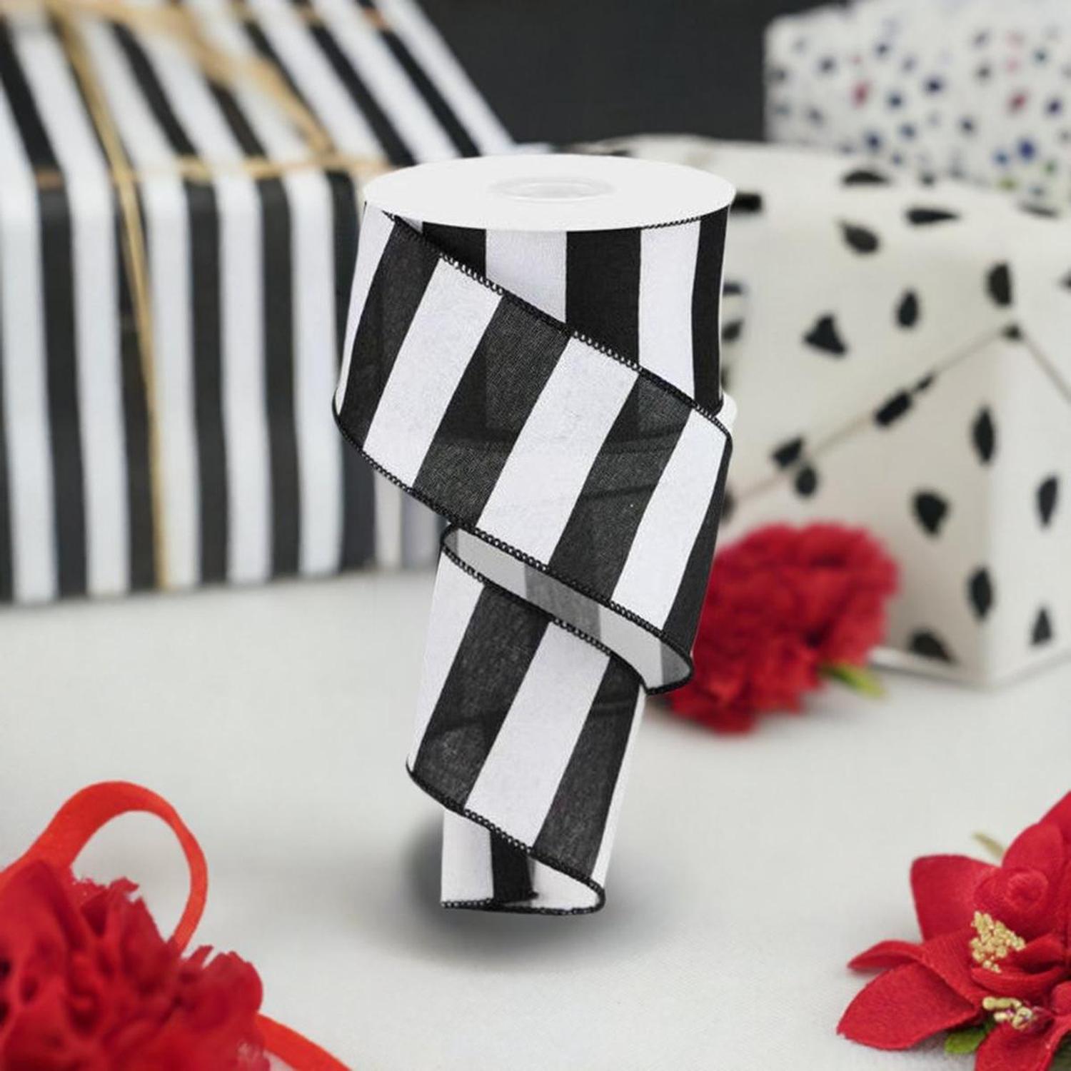 Shop For 2.5" Wide Stripe Ribbon: Black & White (10 Yard) at Michelle's aDOORable Creations