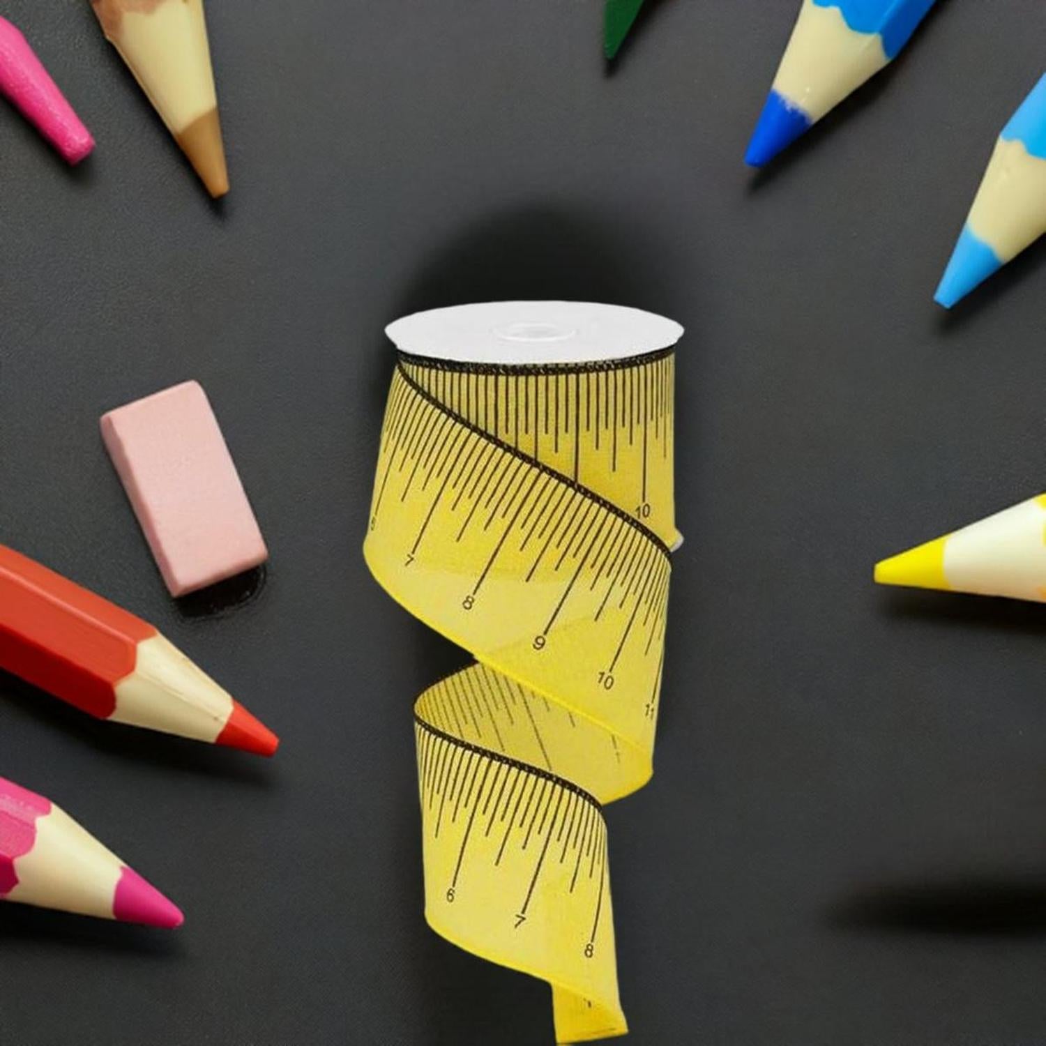 2.5" Yellow Ruler Royal Ribbon: Sun Yellow (10 Yards)