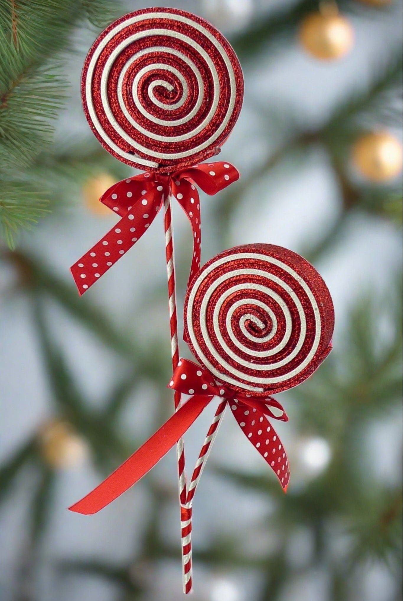 27" Glitter Lollipop Spray: Red & White - Michelle's aDOORable Creations - Sprays and Picks