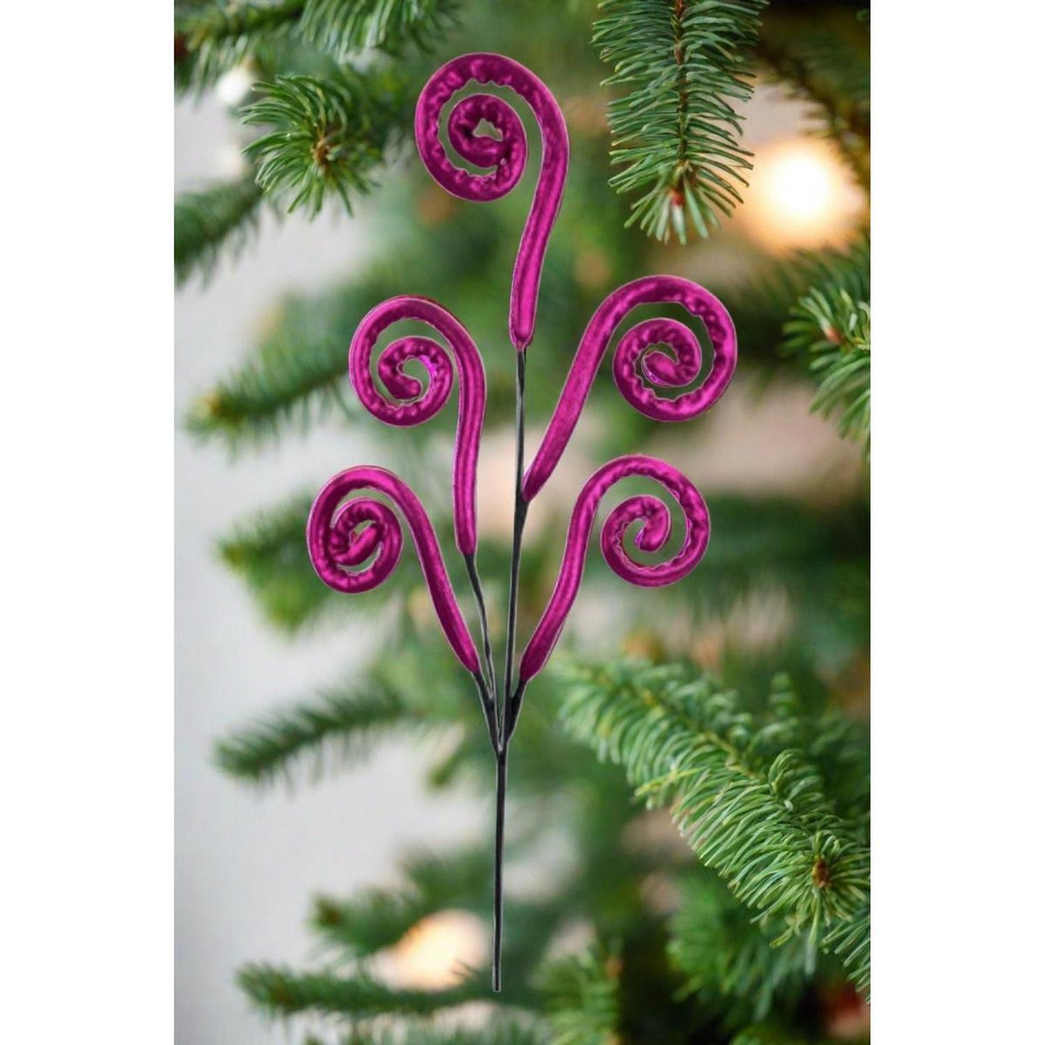 29" Metallic Spiral Spray: Hot Pink
