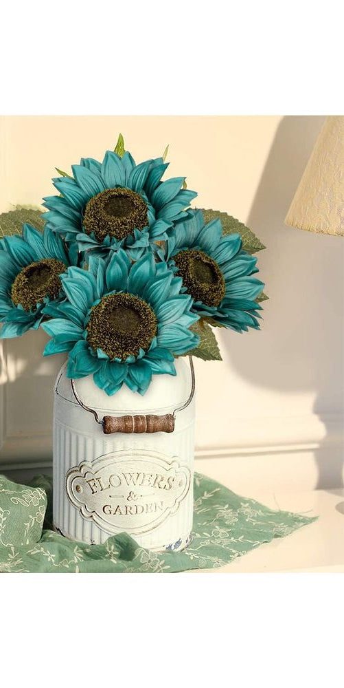 33" Sunflower Stem: Light Teal - Michelle's aDOORable Creations - Sprays and Picks