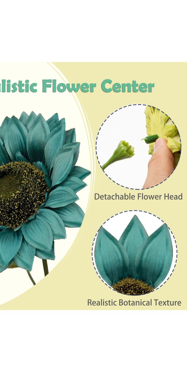 33" Sunflower Stem: Light Teal - Michelle's aDOORable Creations - Sprays and Picks