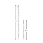 Two clear, twisted glass icicle ornaments measuring 6.5 inches and 3.5 inches in length against a white background.