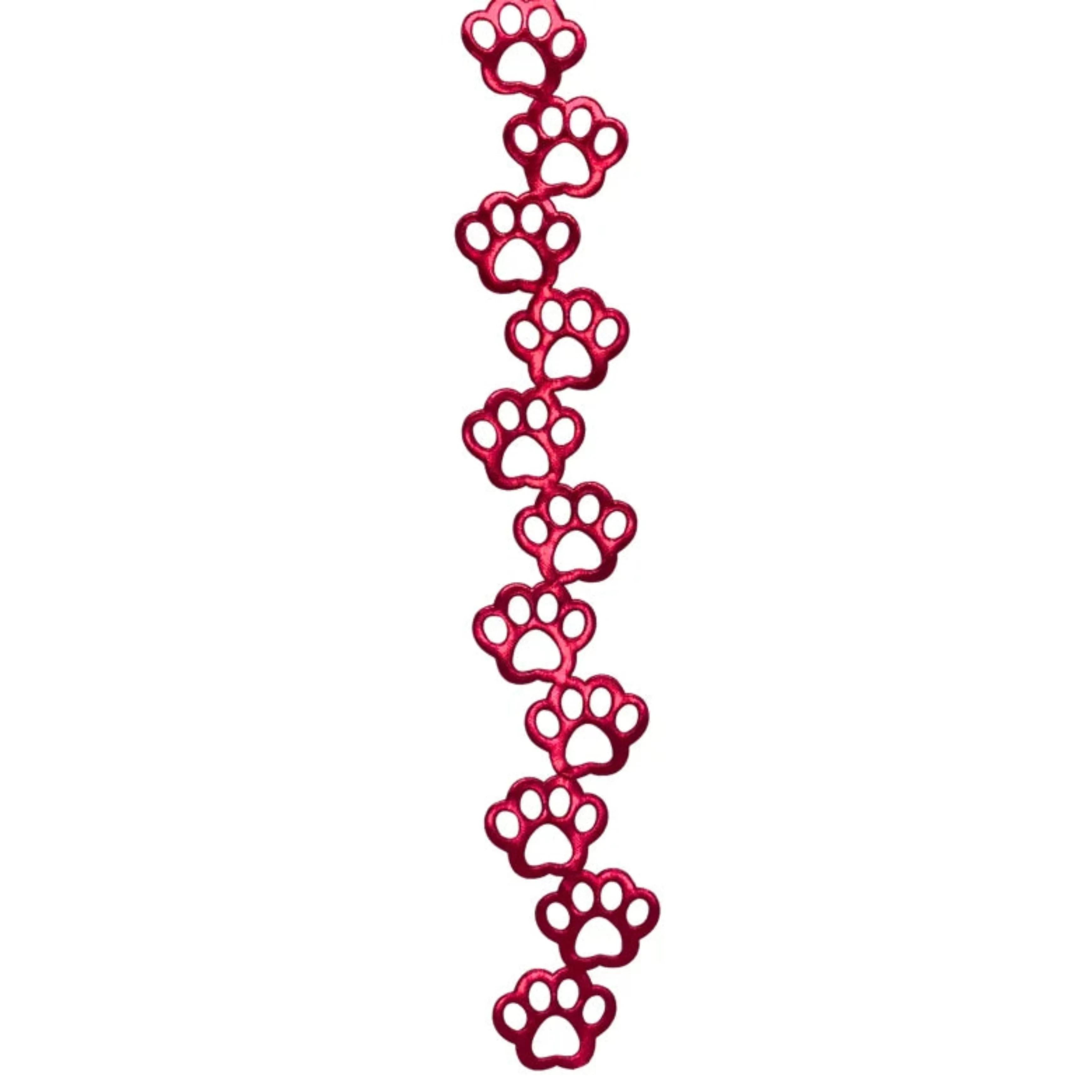 Crimson red shiny metallic paw print homecoming garland streamer