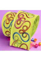 4" Candy Loop Ribbon: Lime Green (10 Yards) - Michelle's aDOORable Creations - Wired Edge Ribbon