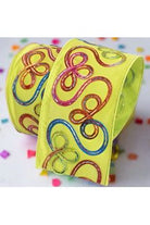 4" Candy Loop Ribbon: Lime Green (10 Yards) - Michelle's aDOORable Creations - Wired Edge Ribbon