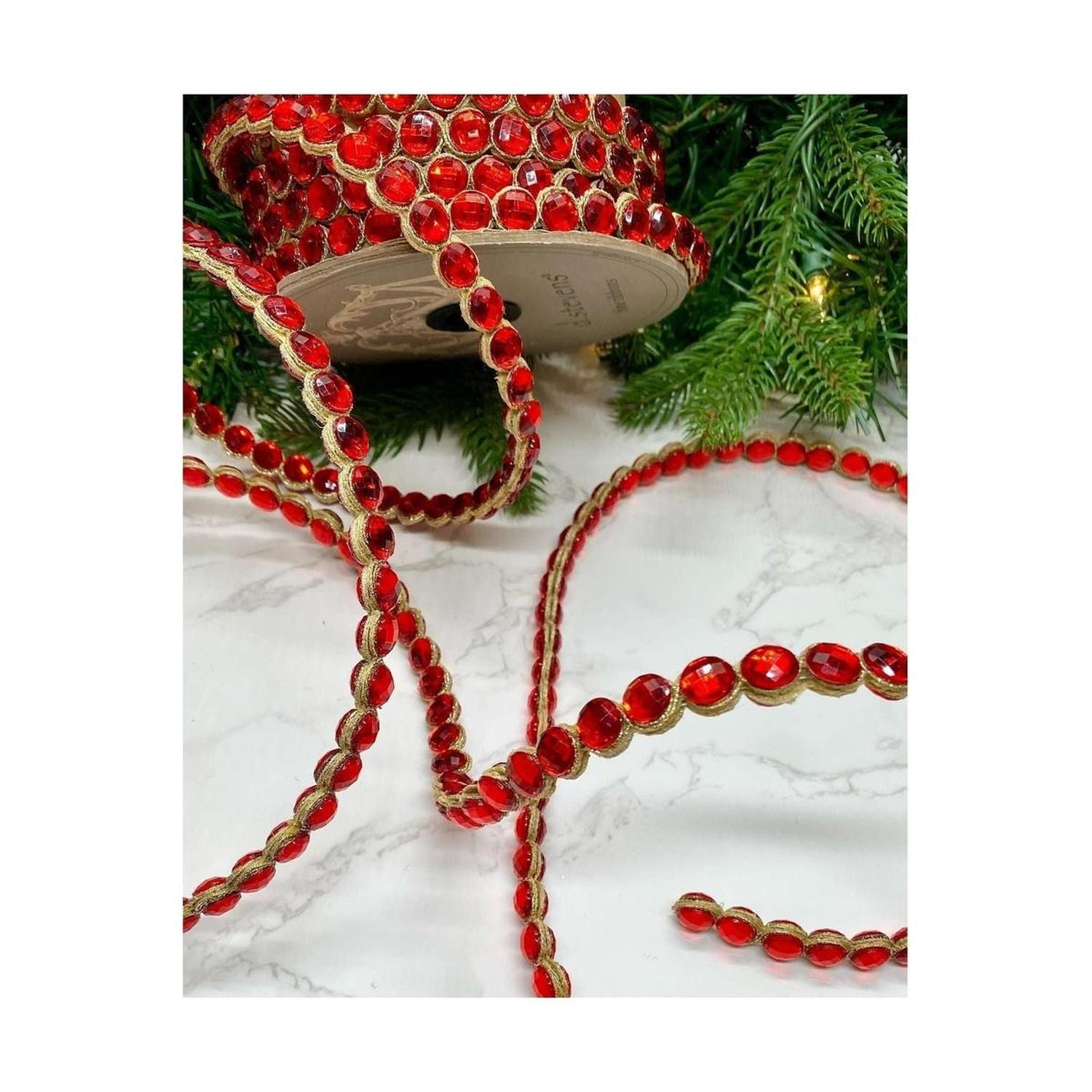 .5" Crown Jewel Garland Ribbon: Red (10 Yards)