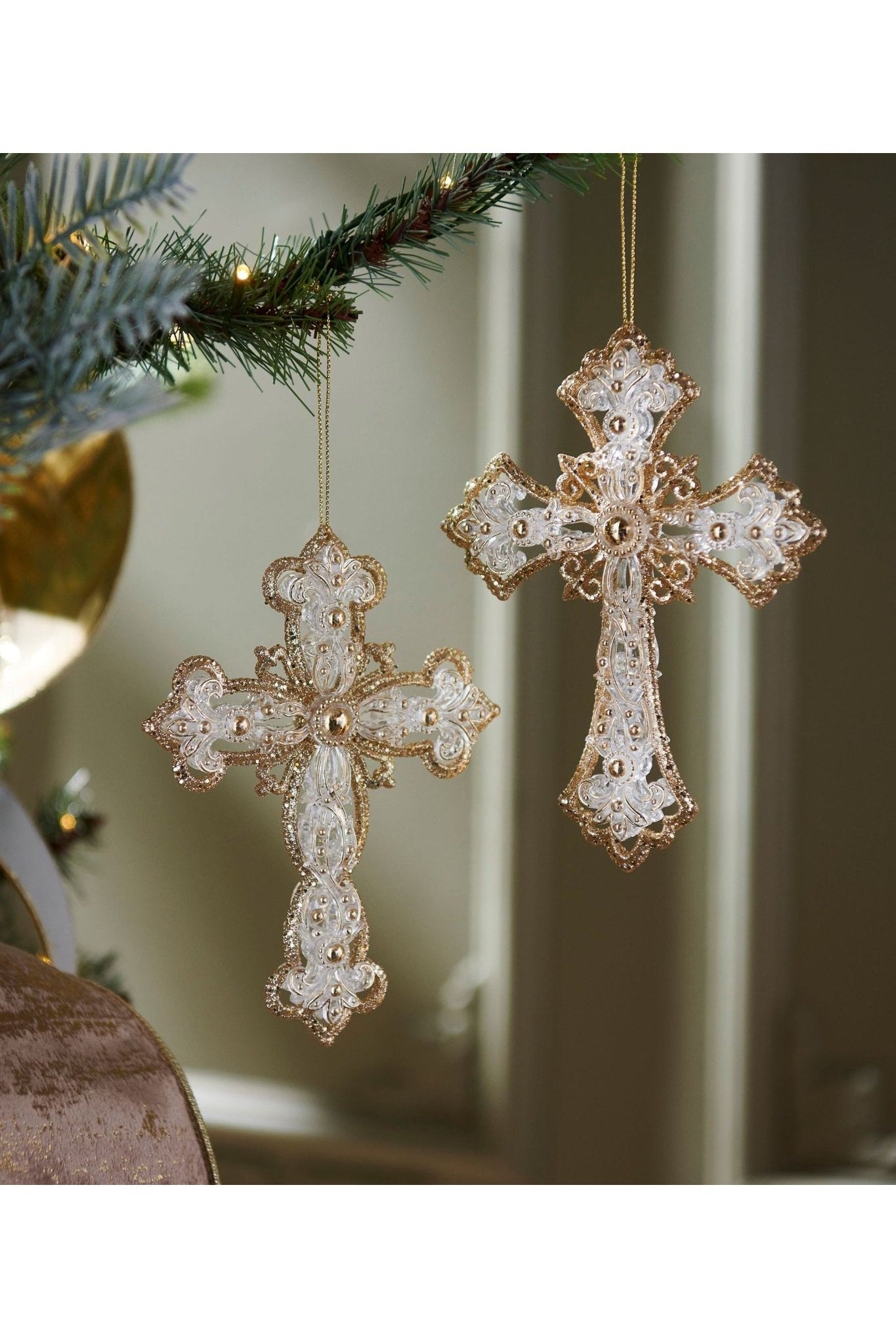 5" Jeweled Cross Ornament (Asst 2) - Michelle's aDOORable Creations - Holiday Ornaments