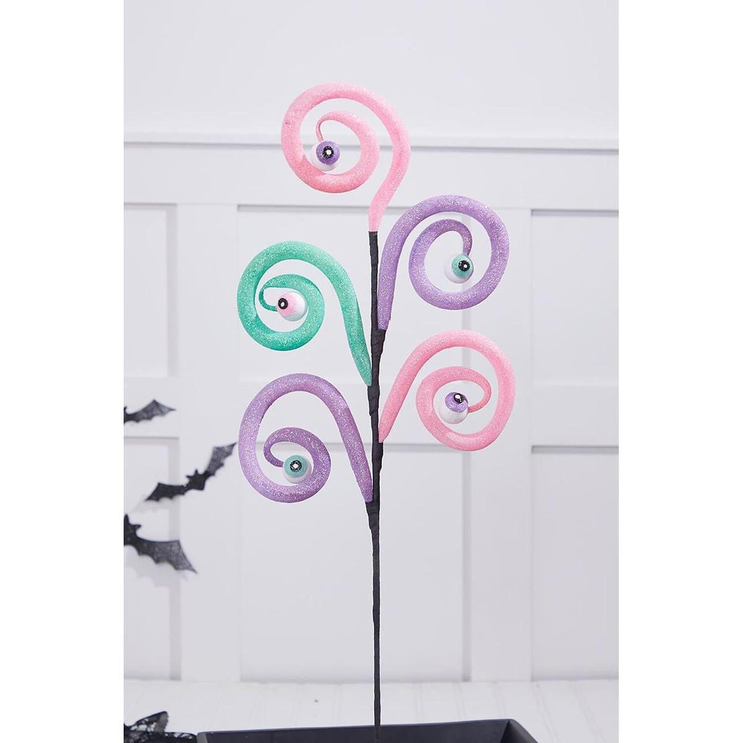 28" Eyeballs Spiral Curly Spray: Pink, Purple, Mint