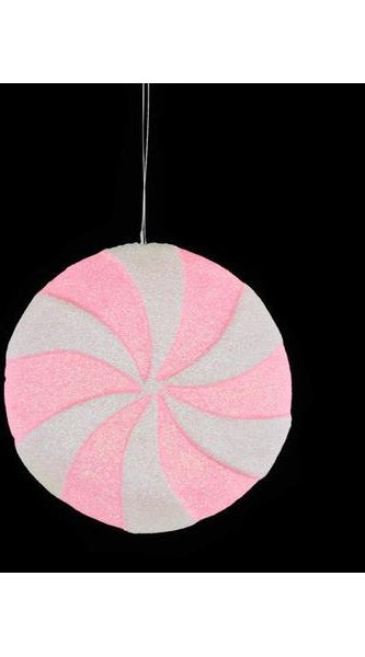 6" Glitter Peppermint Candy Ornament: Pink - Michelle's aDOORable Creations - Wooden/Metal Signs
