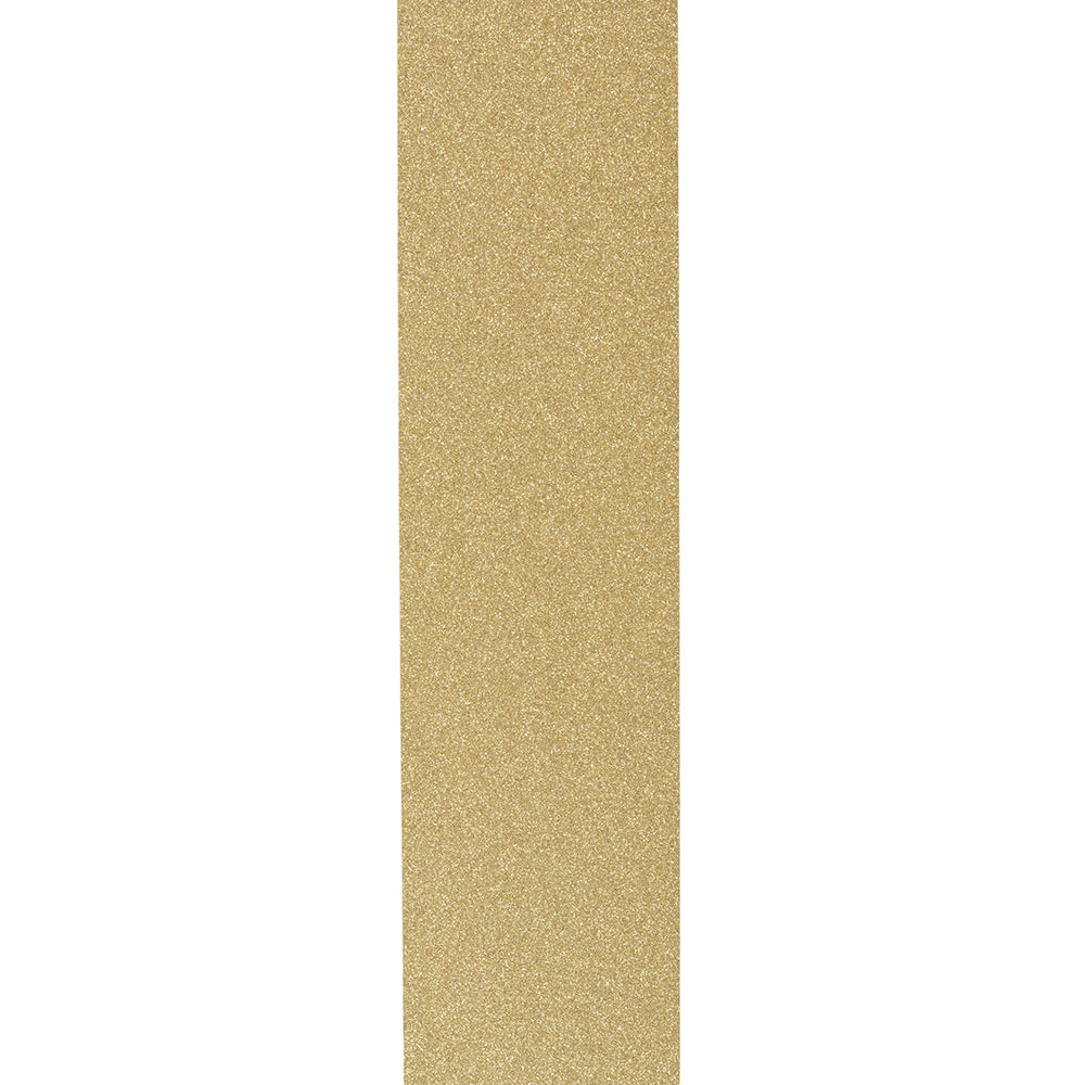 Close-up of shimmering gold diamond dust glitter ribbon texture