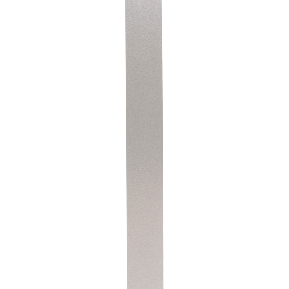 Close-up of smooth non-wired silver backing on deluxe jewel ribbon