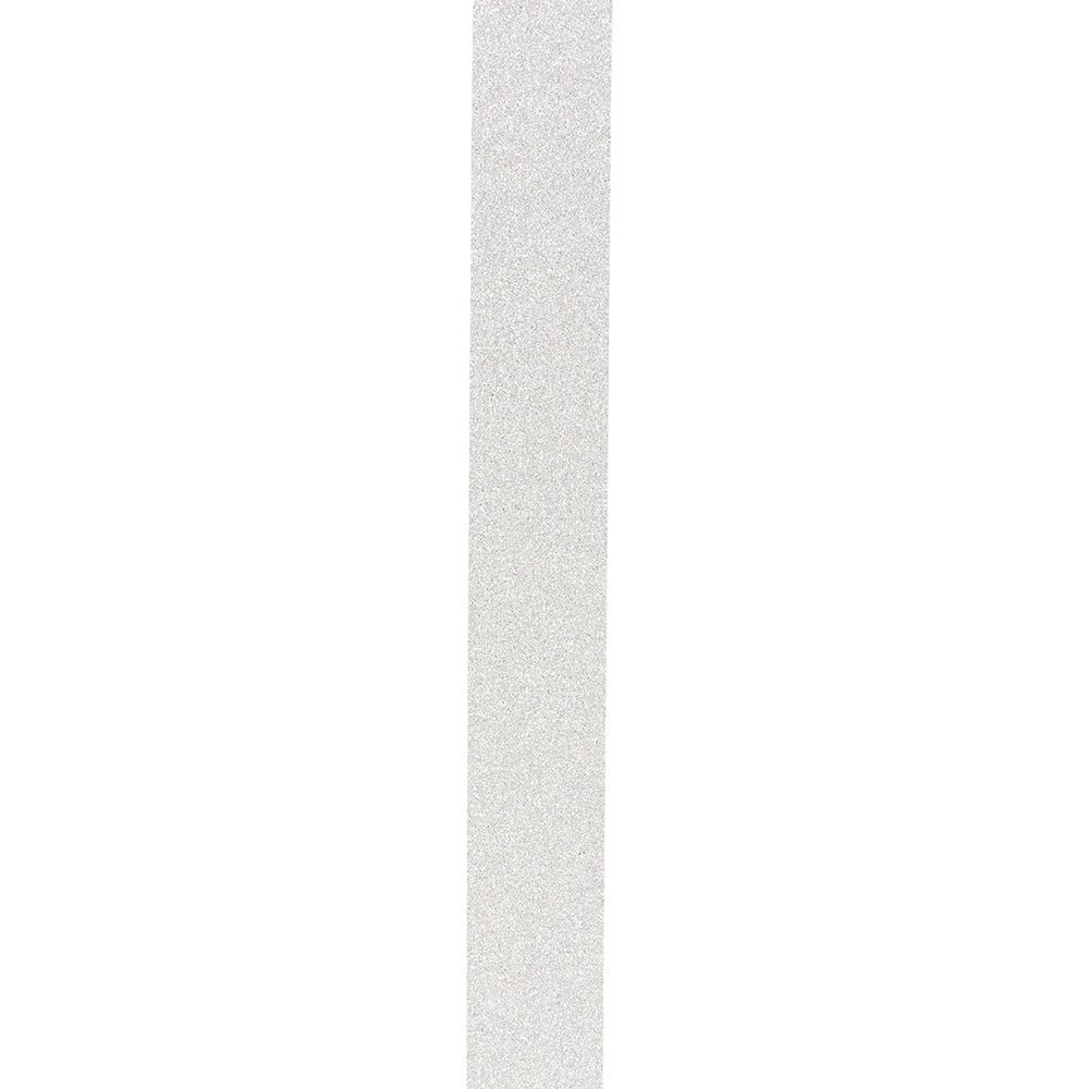 Silver diamond dust homecoming ribbon with sparkling glitter texture