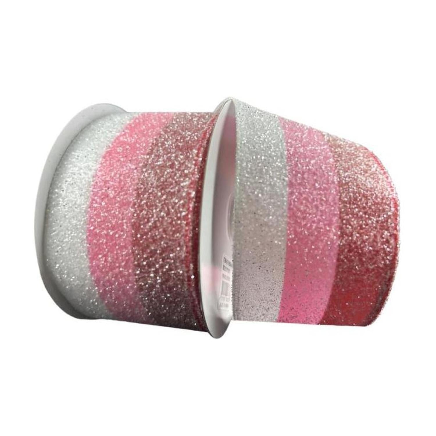 2.5" Tricolor Candy Striped Ribbon: Red, Pink and White