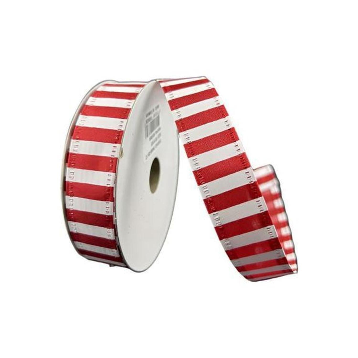 7/8" Peppermint Stripe Ribbon: Red (10 Yards)