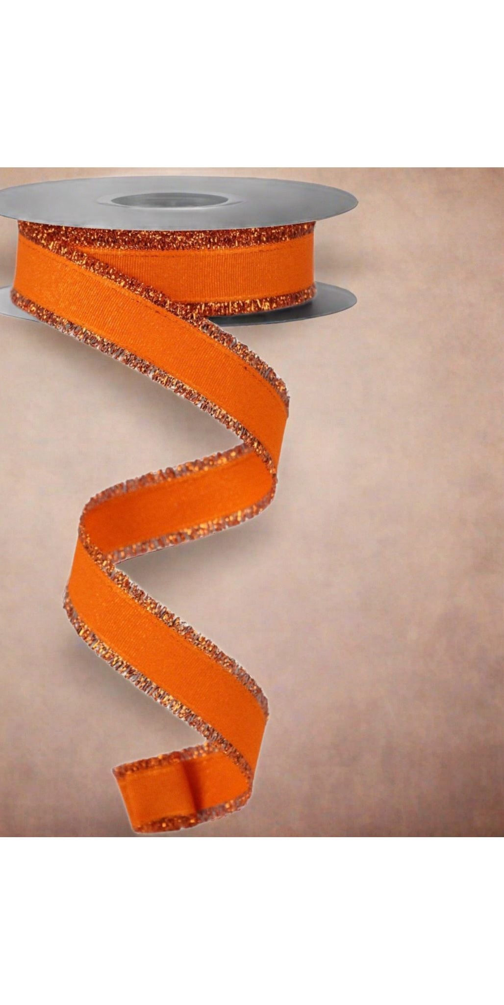 7/8" Fuzzy Edge Ribbon: Orange (10 Yards) - Michelle's aDOORable Creations - Wired Edge Ribbon