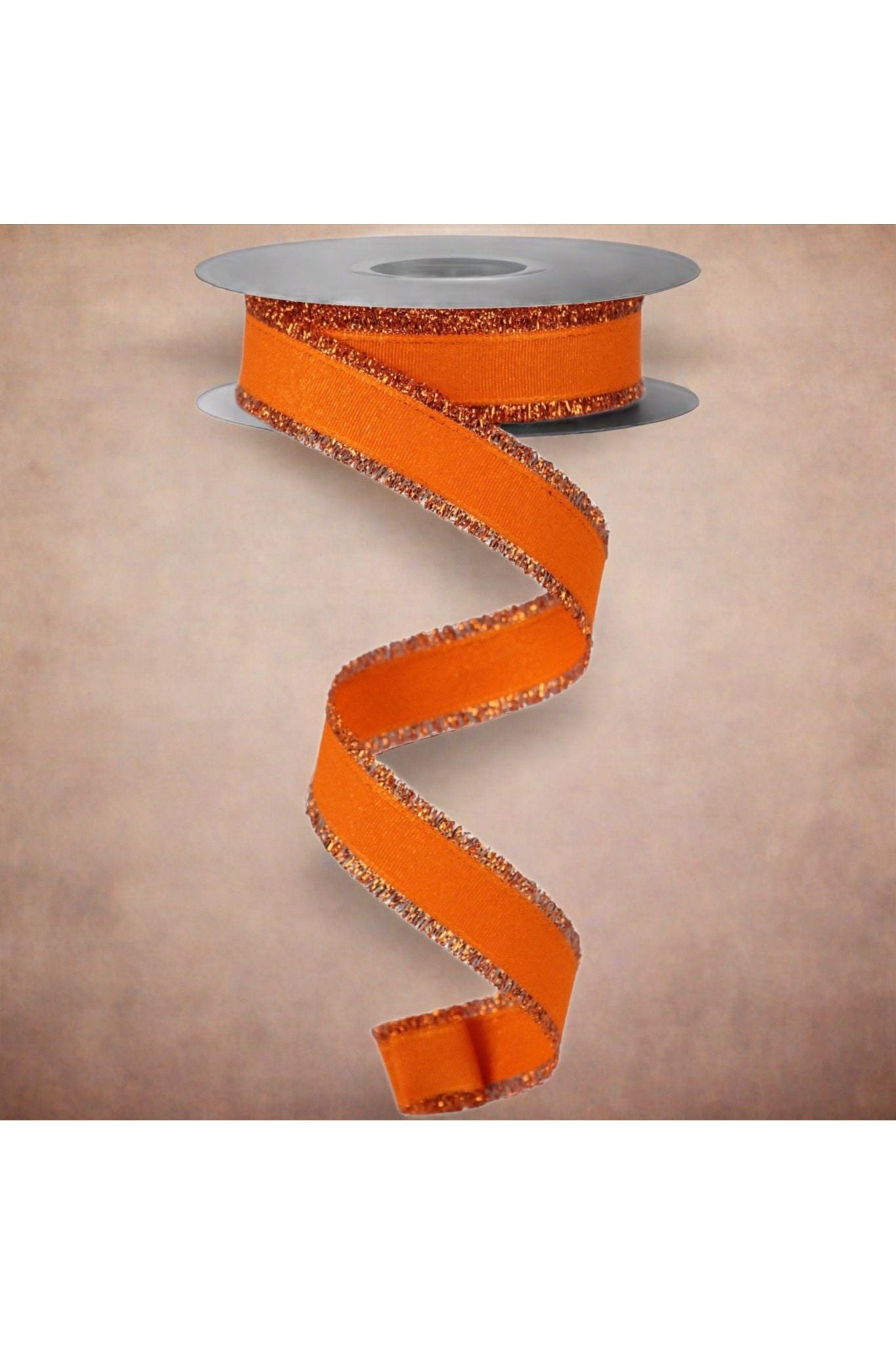 7/8" Fuzzy Edge Ribbon: Orange (10 Yards) - Michelle's aDOORable Creations - Wired Edge Ribbon