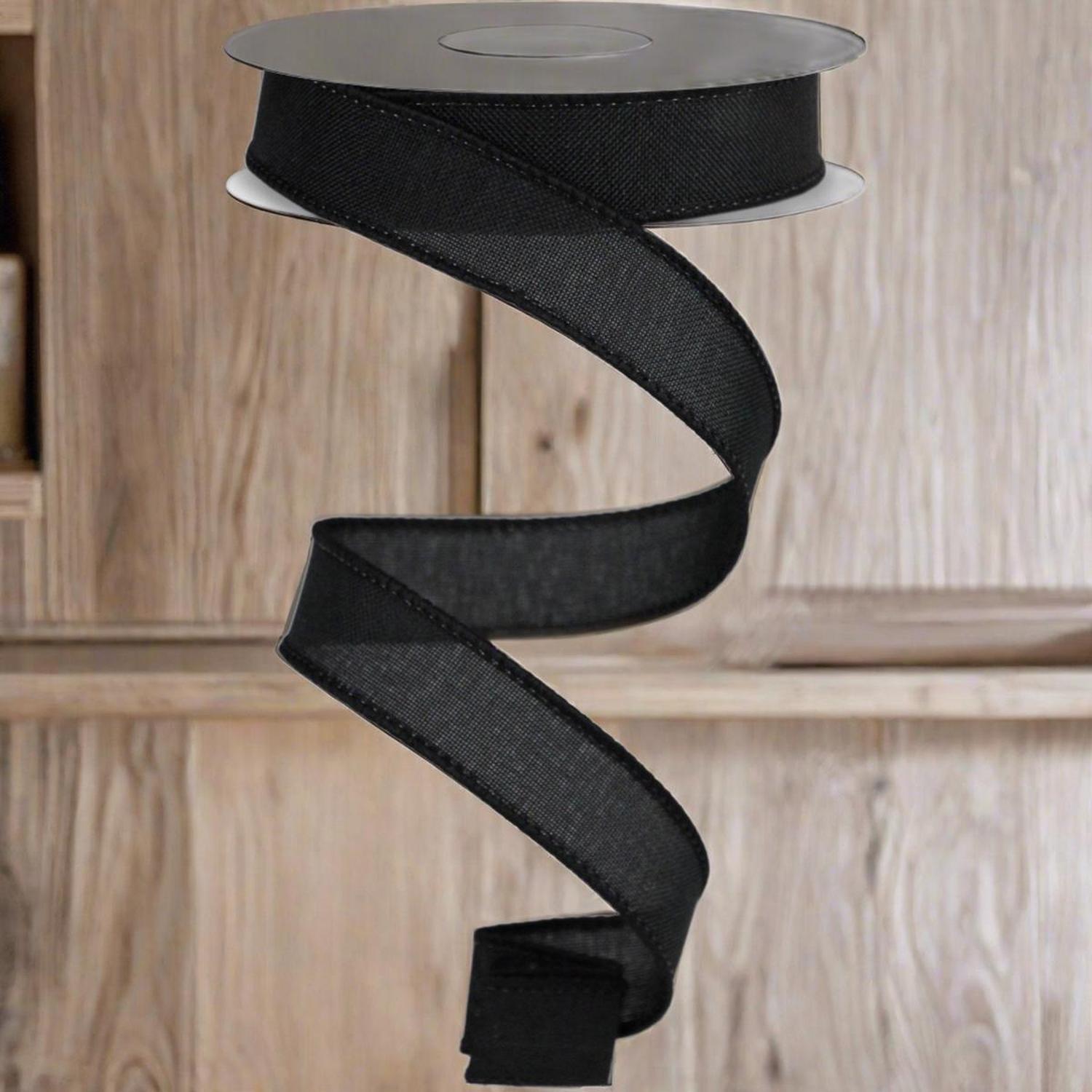 7/8" Royal Canvas Ribbon: Black (10 Yards)