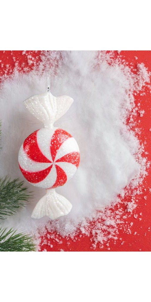 8" Acrylic Wrapped Peppermint Candy Ornament - Michelle's aDOORable Creations - Holiday Ornaments