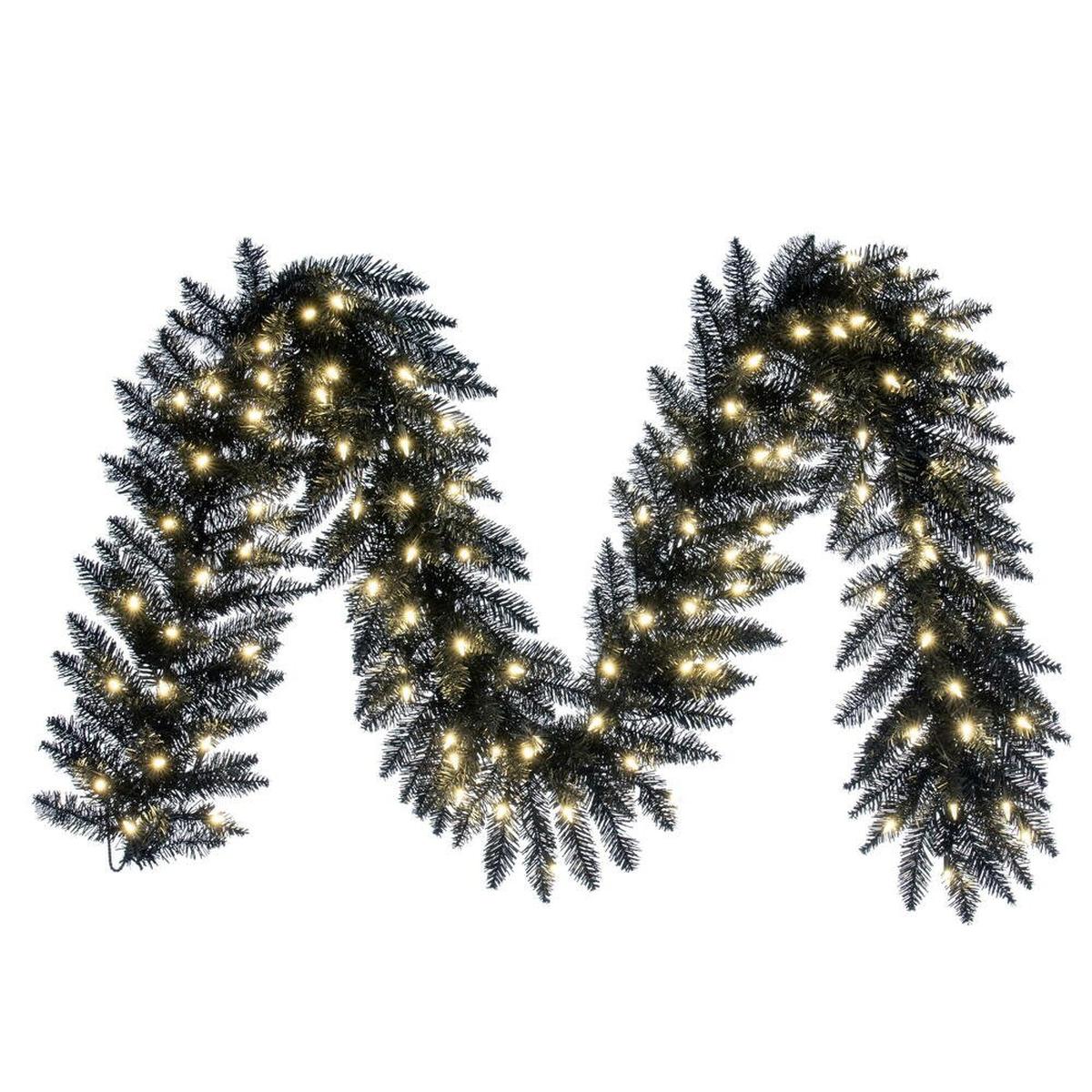 Shop For 9' Black Fir Artificial Christmas Garland, Warm White LED Lights at Michelle's aDOORable Creations