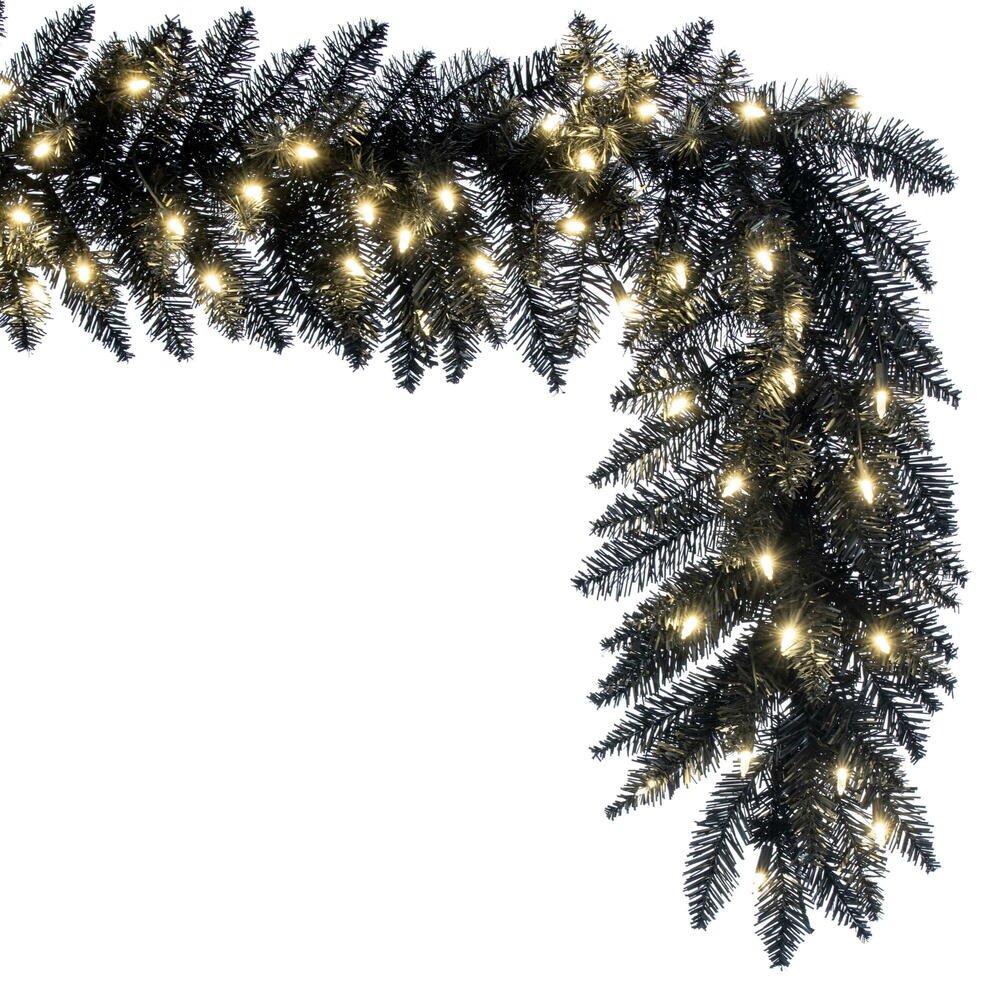 Shop For 9' Black Fir Artificial Christmas Garland, Warm White LED Lights K161815LED