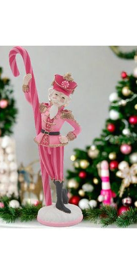 9" Pink Nutcracker w/Candy Cane - Michelle's aDOORable Creations - Holiday Ornaments