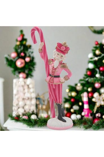 9" Pink Nutcracker w/Candy Cane - Michelle's aDOORable Creations - Holiday Ornaments