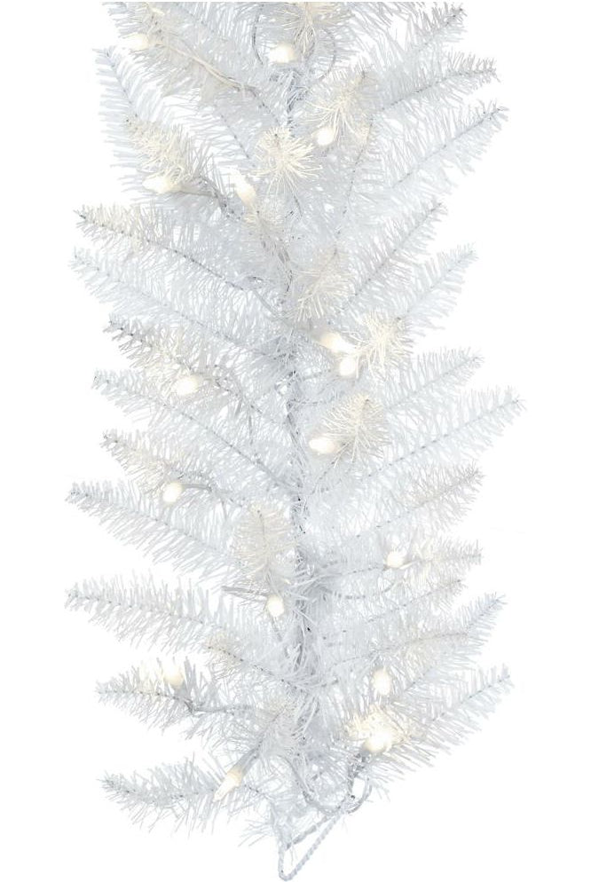 Shop For 9' White Artificial Christmas Garland, Warm White LED Lights K160315LED