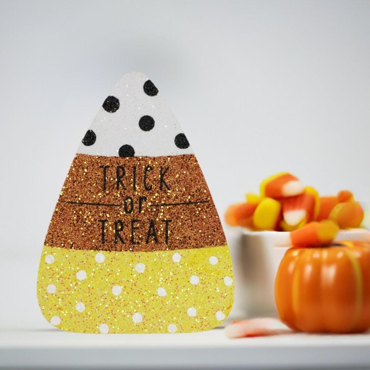 Shop For 9.5" Glitter Eva Trick or Treat Candy Corn Sign at Michelle's aDOORable Creations