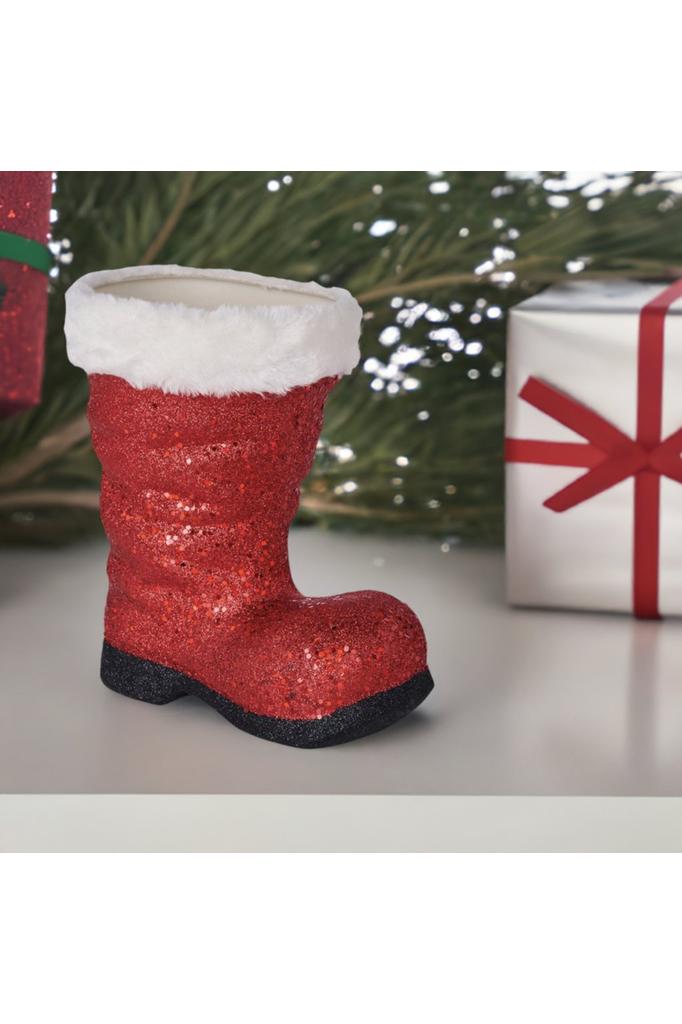 Shop For 9.5" Glitter Fur Santa Boot: Red XC723424