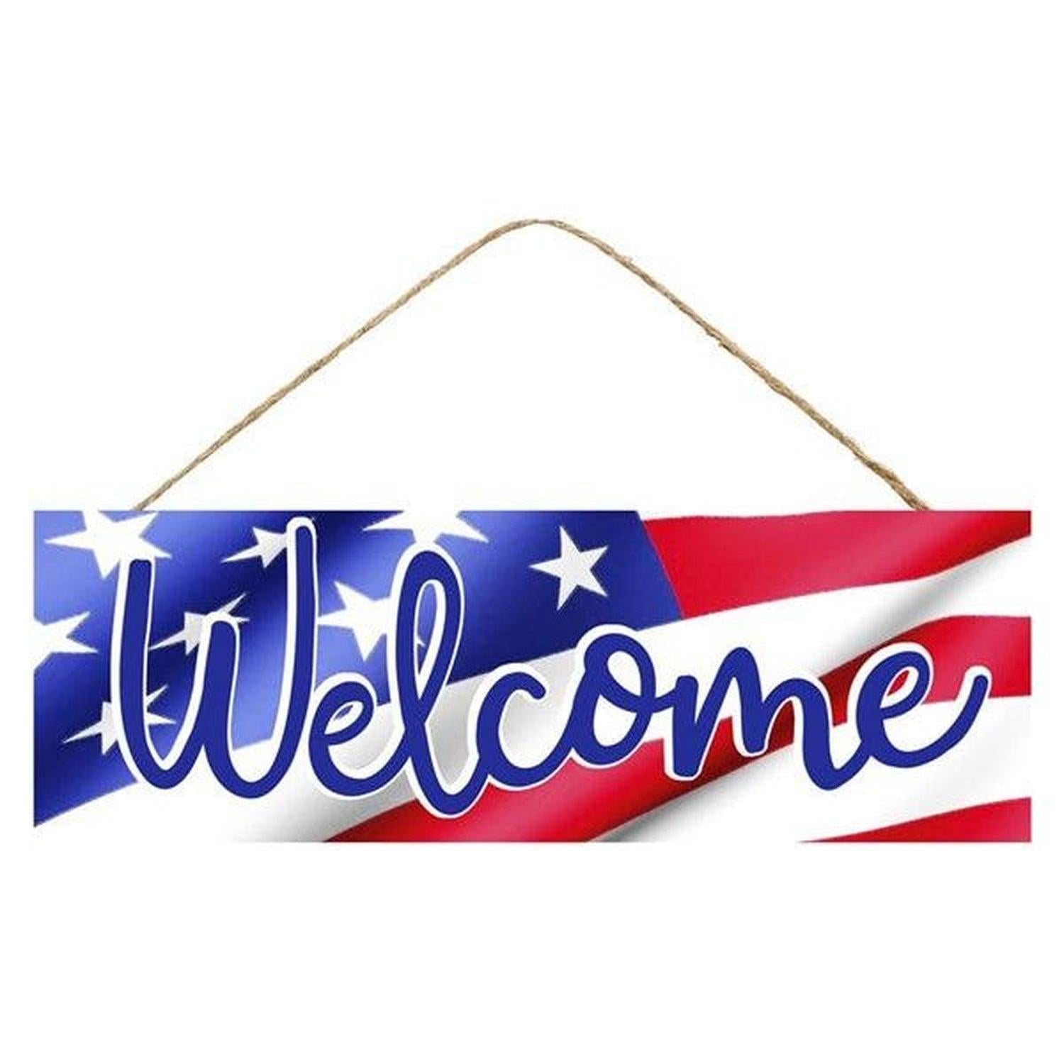 Shop For 15" Wooden Sign: Welcome Patriotic Flag at Michelle's aDOORable Creations