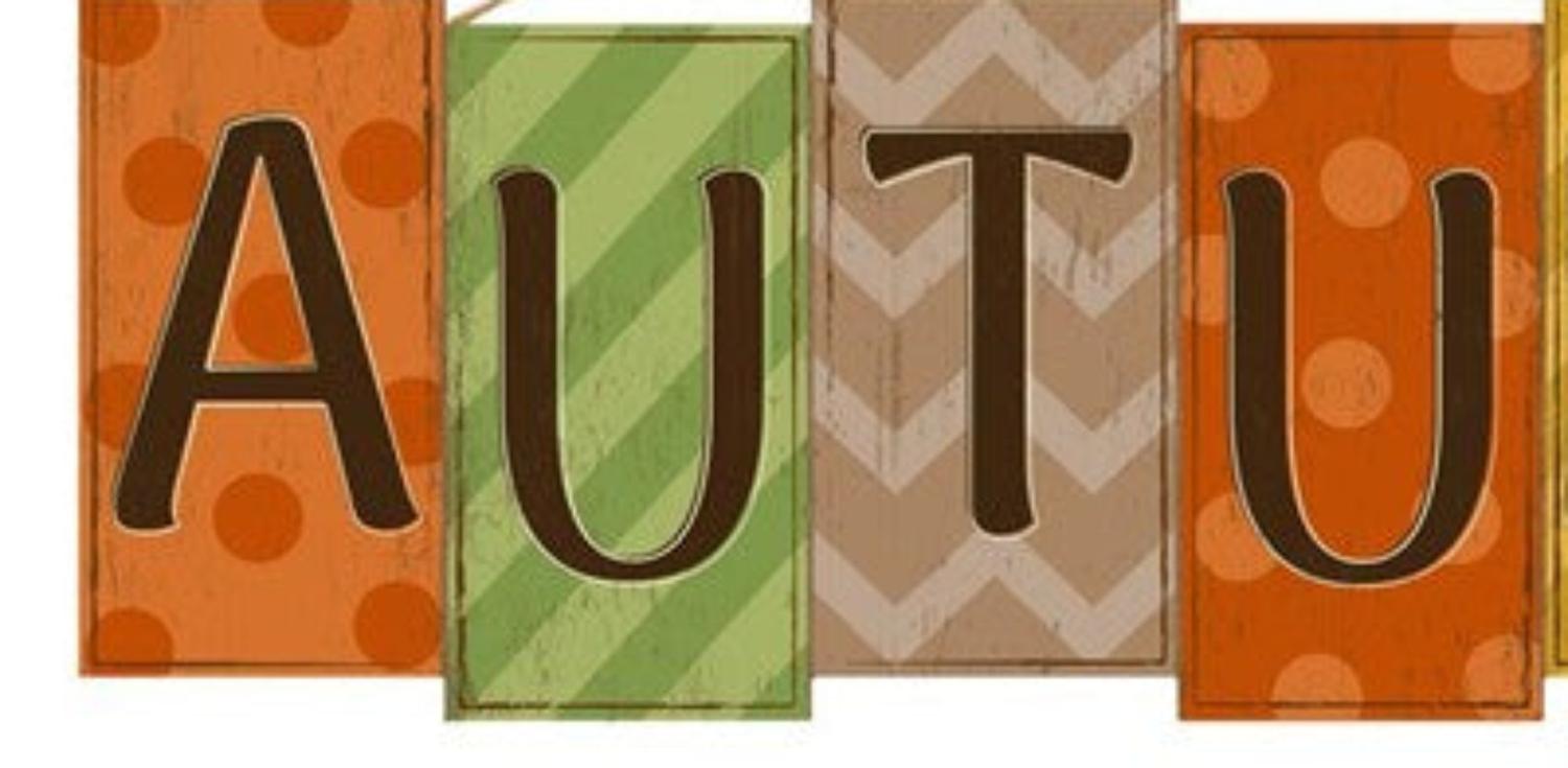 14" Wooden Sign: Autumn Block