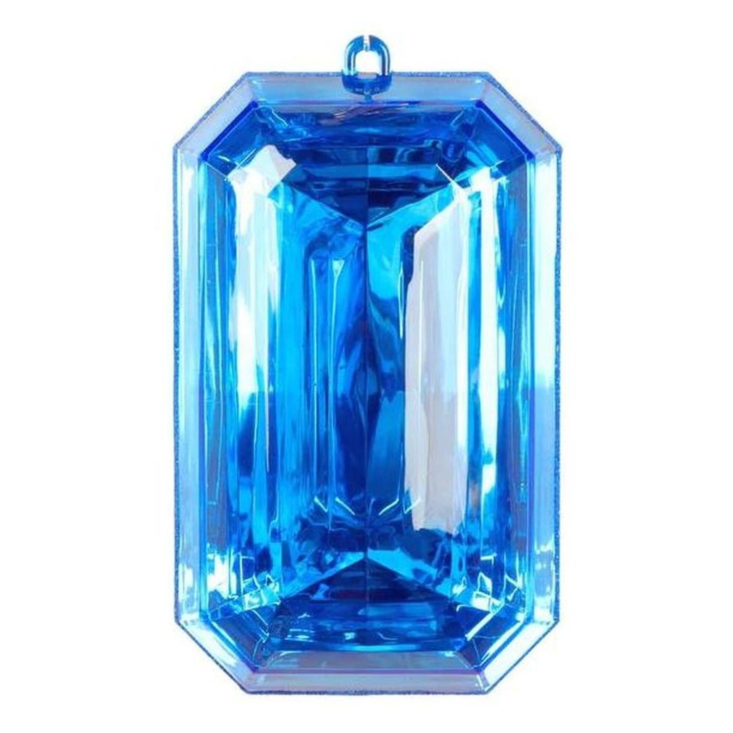 8" Acrylic Rectangle Jewel Ornament: Blue