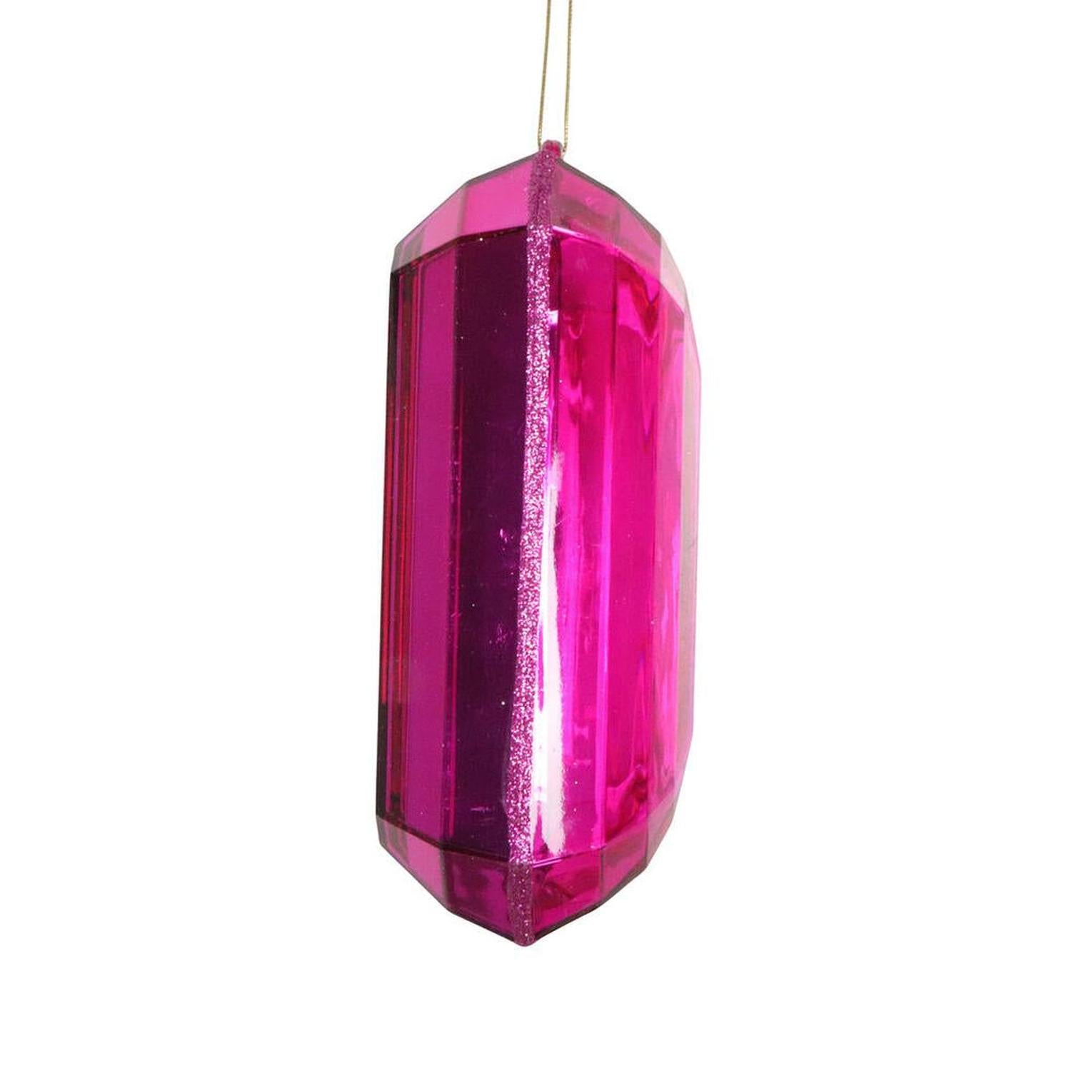 8" Acrylic Rectangle Jewel Ornament: Fuchsia