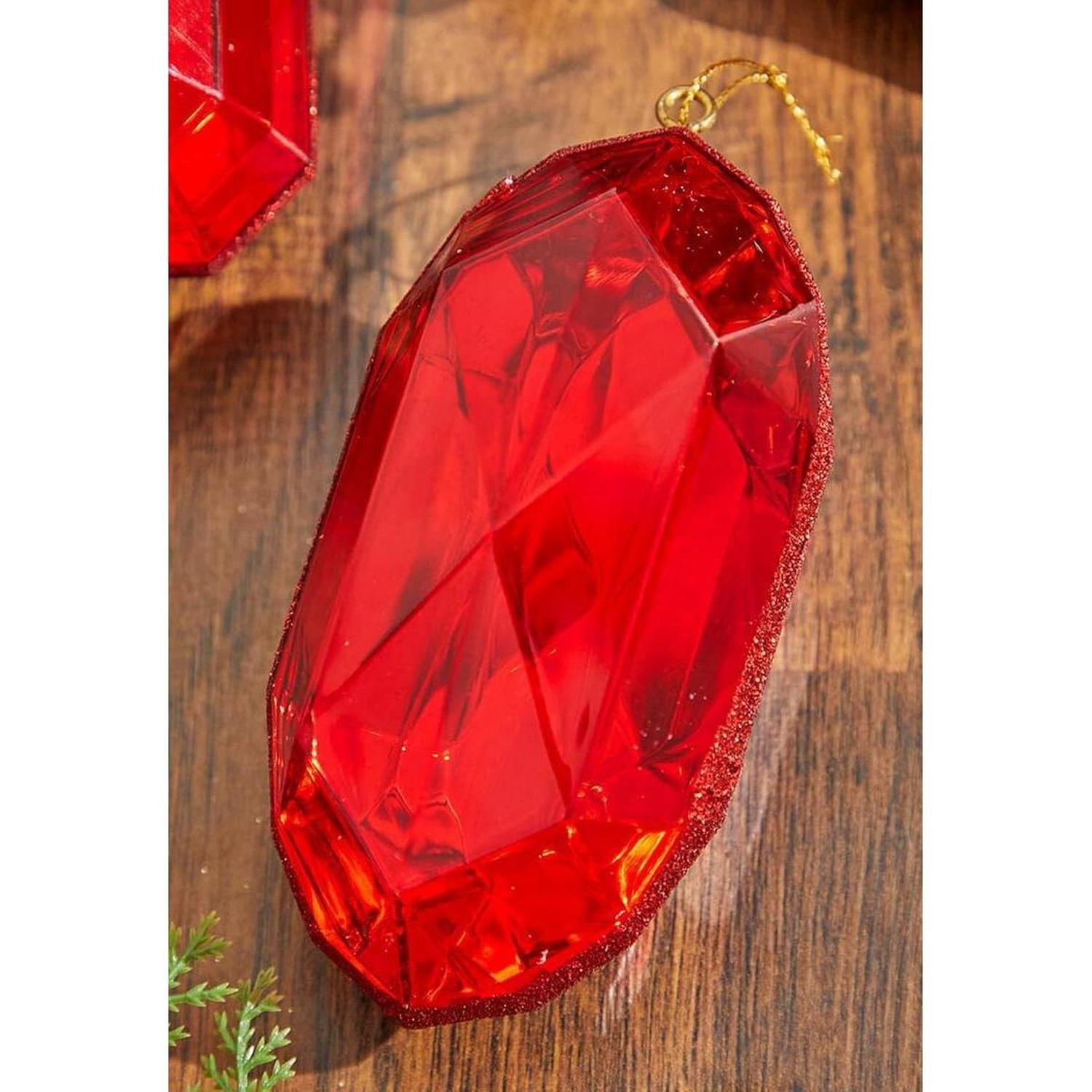 Acrylic Jewel Assortment Ornament: Red (Set 4)