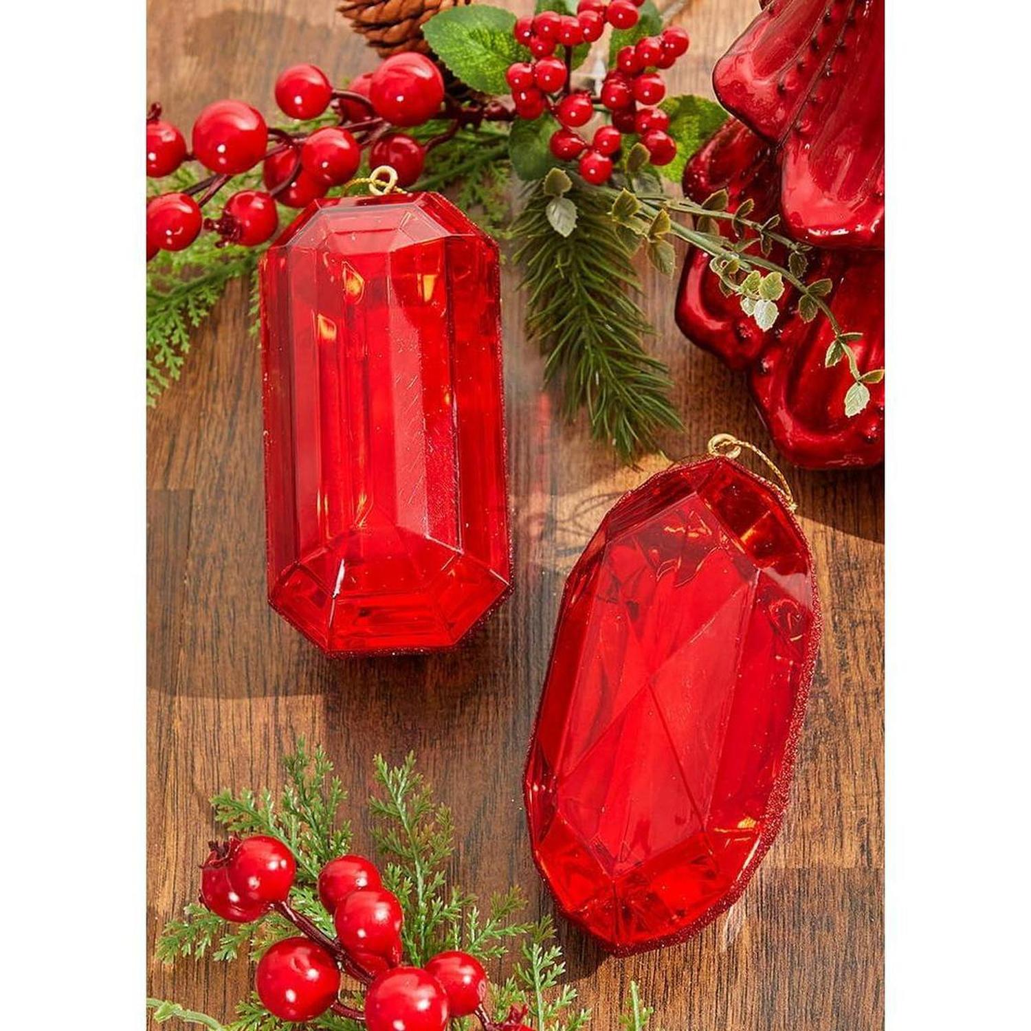 Acrylic Jewel Assortment Ornament: Red (Set 4)