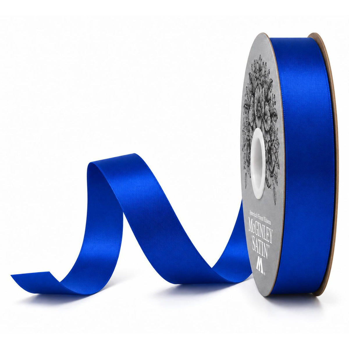 Royal blue non-wired satin acetate ribbon on spool