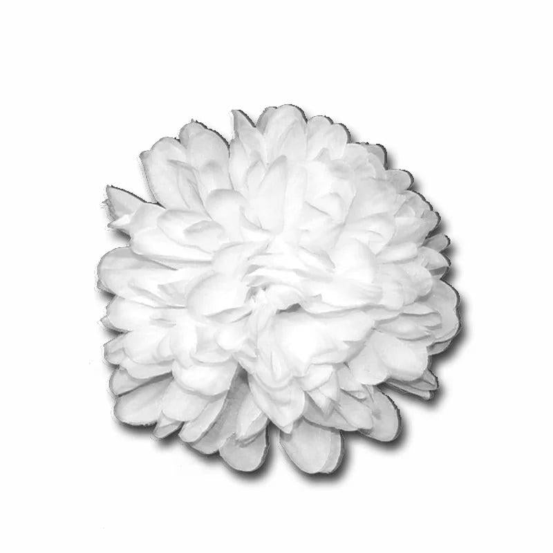 5.5-inch white homecoming mum flower with 16 layers of realistic, densely textured petals for floral arrangements.