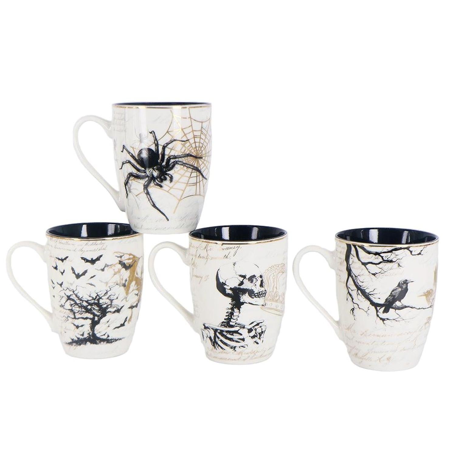 Elegant Halloween Goth Set of 4 Ceramic Mugs