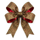 Close-up of red and green glitter wired ribbon texture