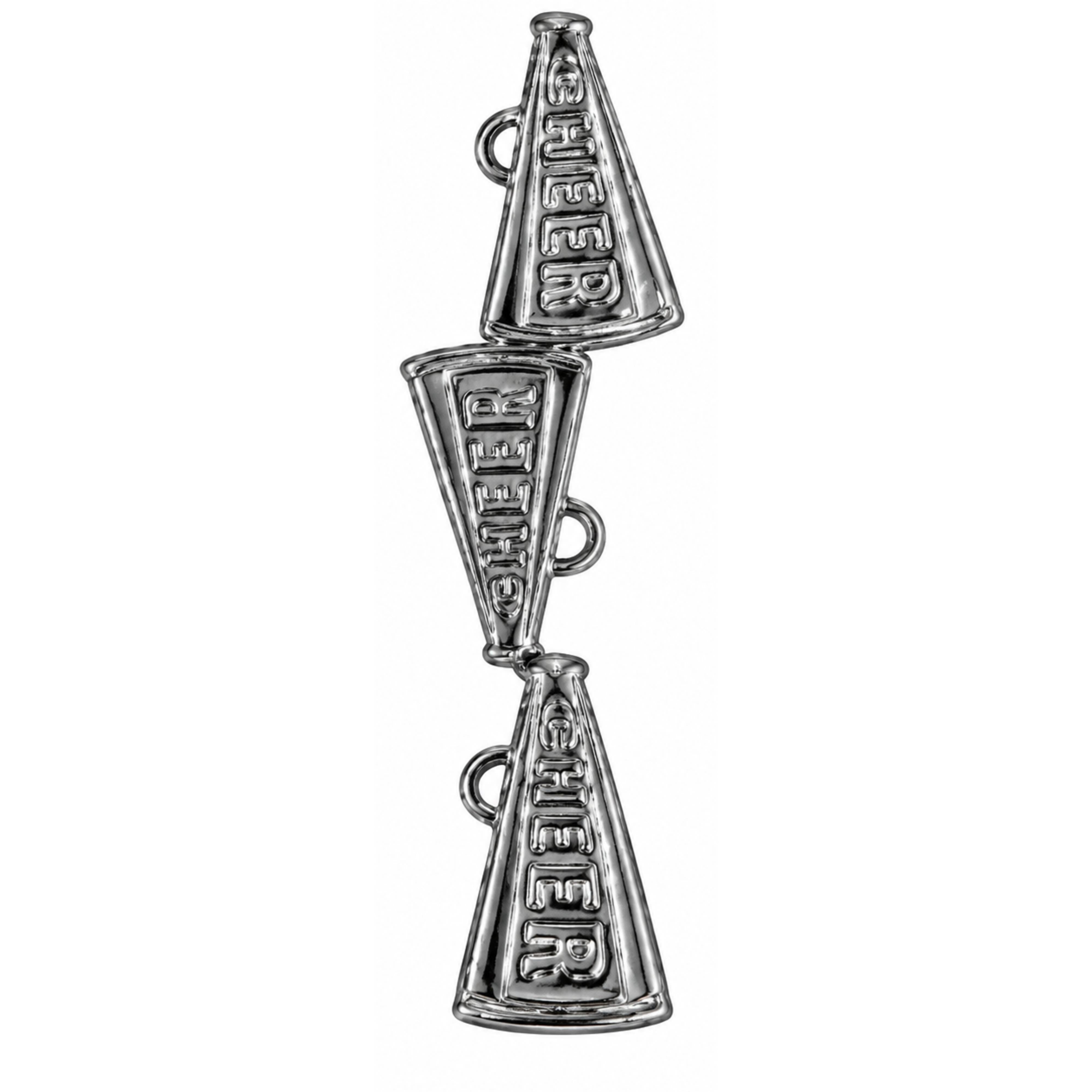 Silver metallic vinyl cheer megaphone garland streamer