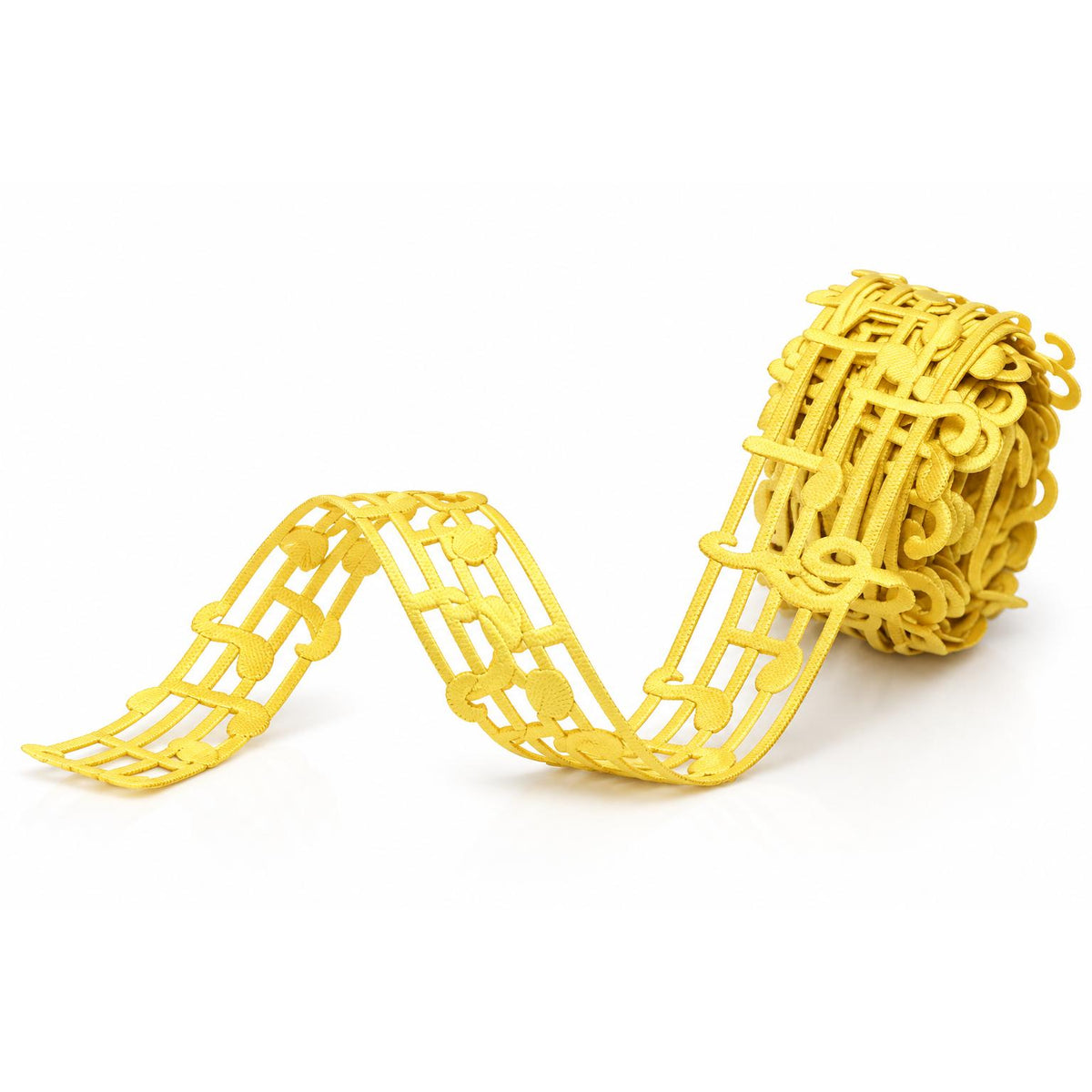 Gold music note lace ribbon unspooling for homecoming gifts