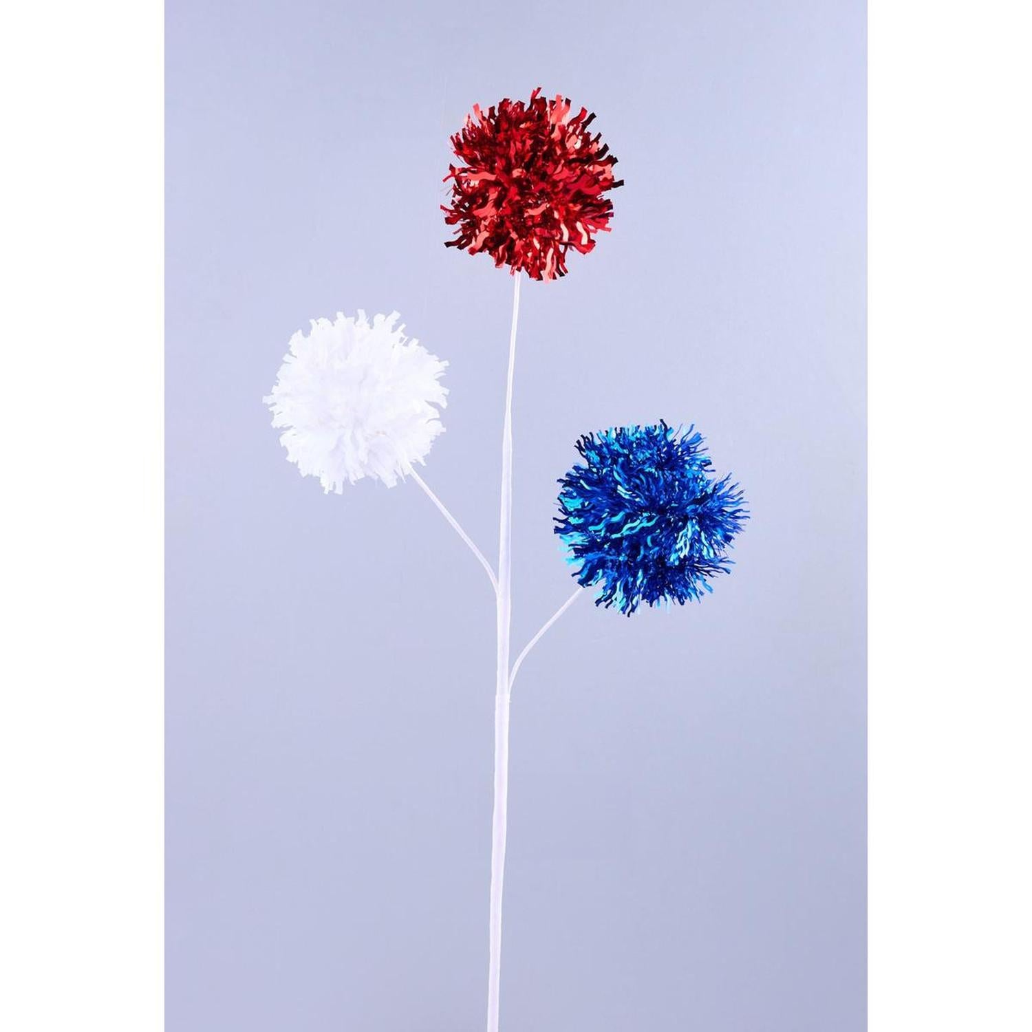 24" Patriotic Firework Tinsel Ball Spray