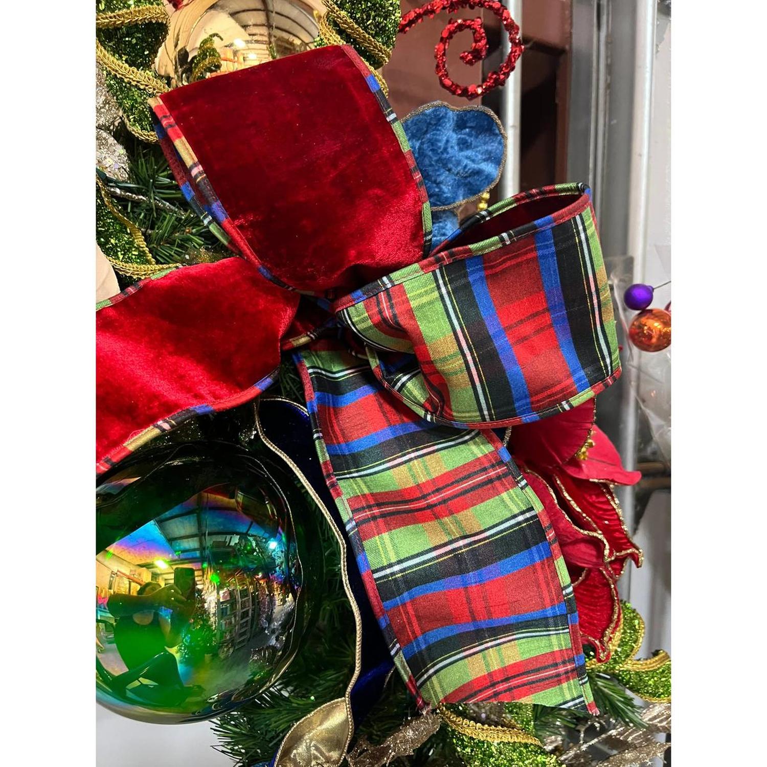 4" Sheldon Plaid Ribbon: Red (5 Yards)