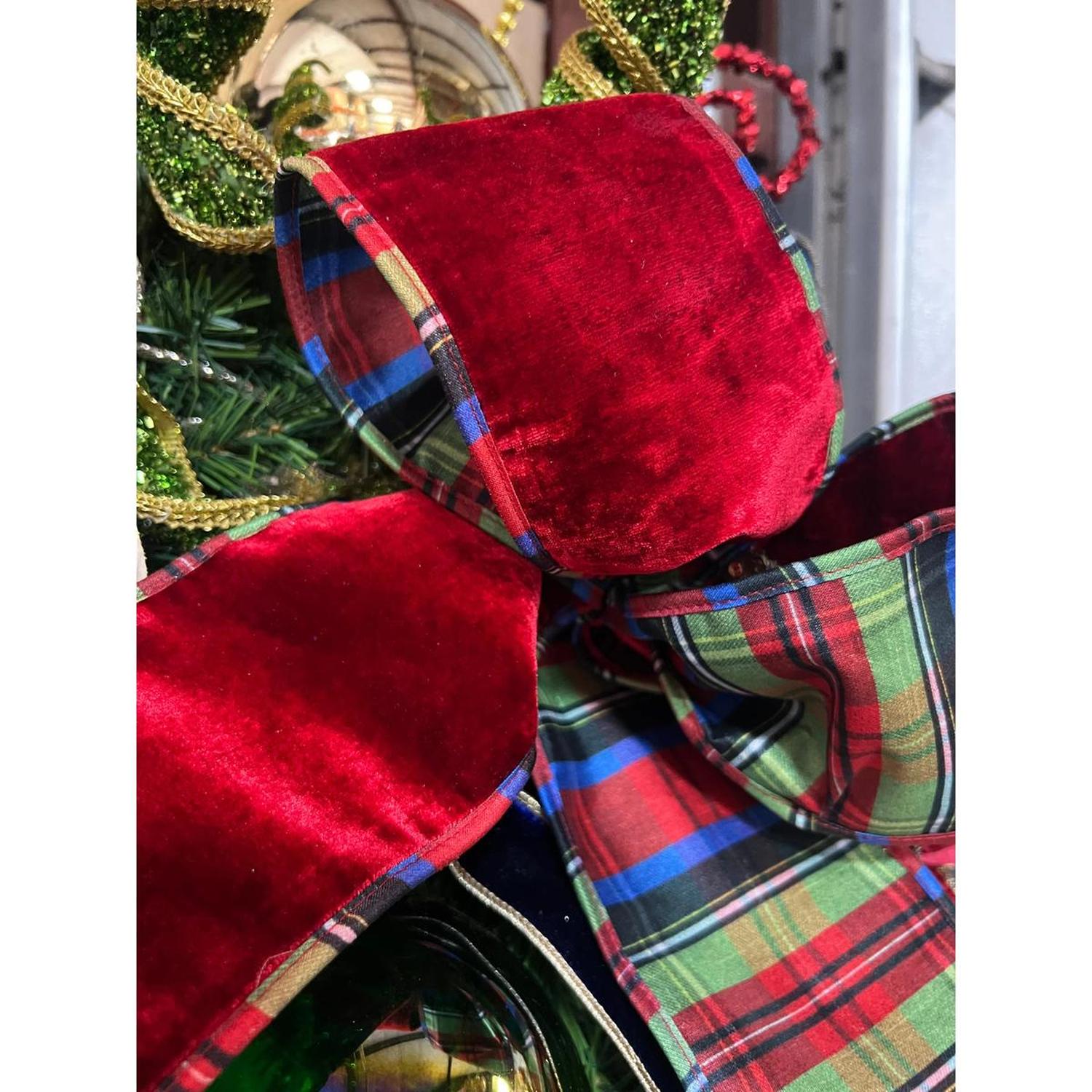 4" Sheldon Plaid Ribbon: Red (5 Yards)