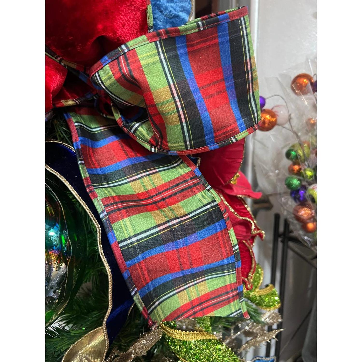 4" Sheldon Plaid Ribbon: Red (5 Yards)