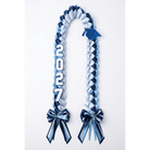 Columbia blue and navy graduation lei with silver diamond dust ribbon and 2027 charm